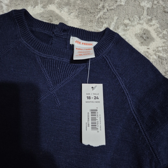 NWT Joe Fresh Boy's Navy Cotton Knit Sweater Size 18-24M - Picture 2 of 3